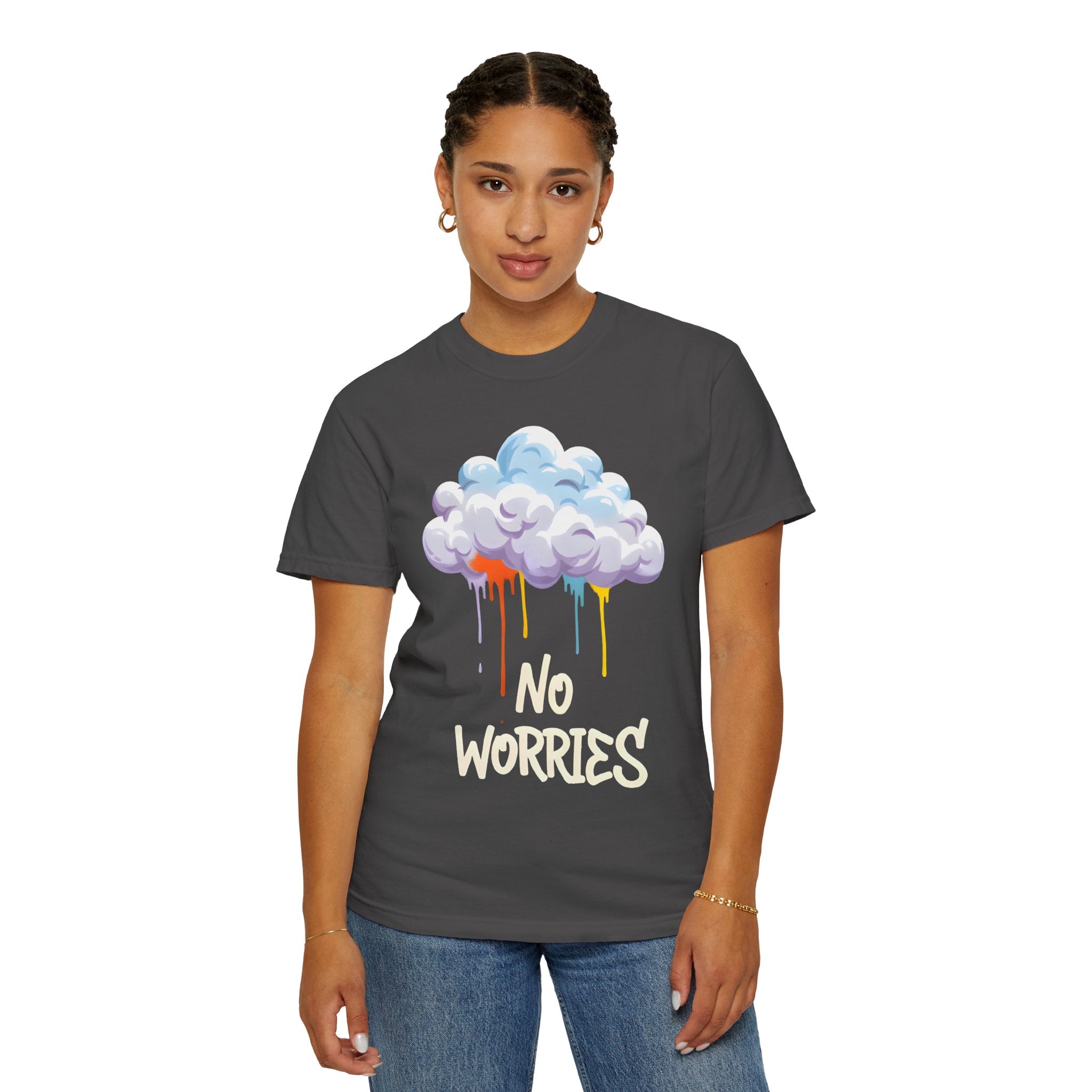 No Worries Tie-Dye T-Shirt, Unisex Graphic Tee, Casual Wear, Gifts for Friends, Relaxed Style, Summer Fashion