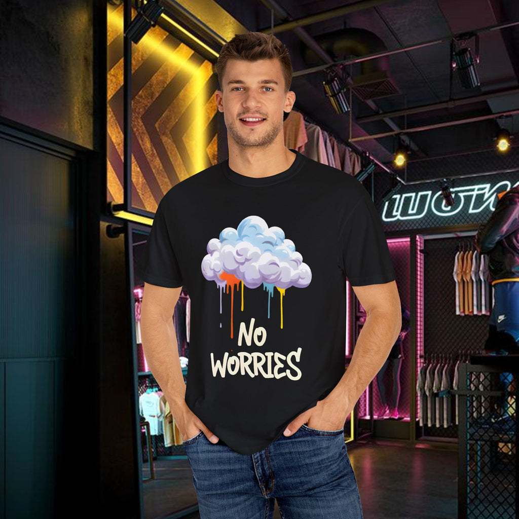 No Worries Tie-Dye T-Shirt, Unisex Graphic Tee, Casual Wear, Gifts for Friends, Relaxed Style, Summer Fashion