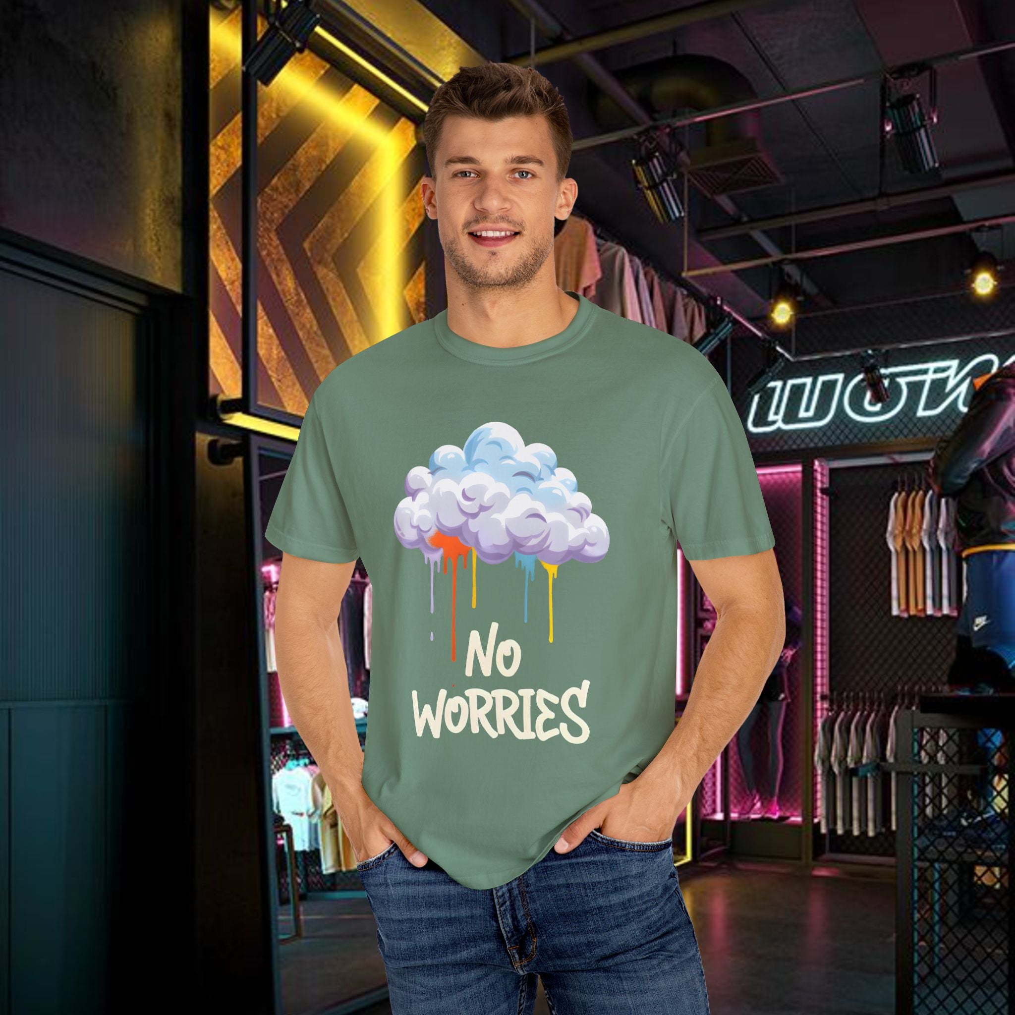 No Worries Tie-Dye T-Shirt, Unisex Graphic Tee, Casual Wear, Gifts for Friends, Relaxed Style, Summer Fashion