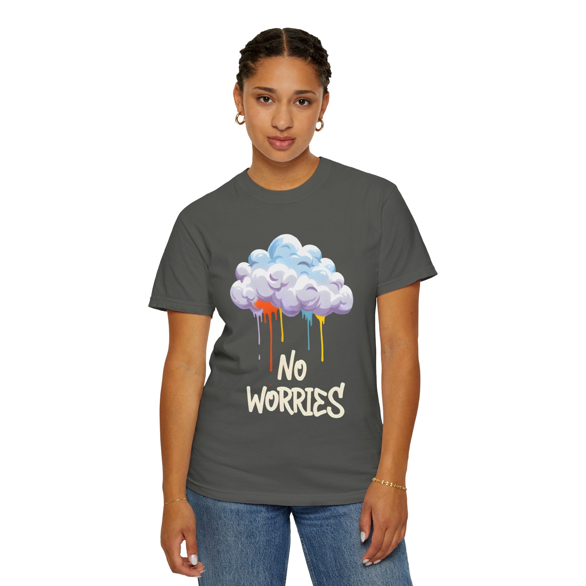 No Worries Tie-Dye T-Shirt, Unisex Graphic Tee, Casual Wear, Gifts for Friends, Relaxed Style, Summer Fashion