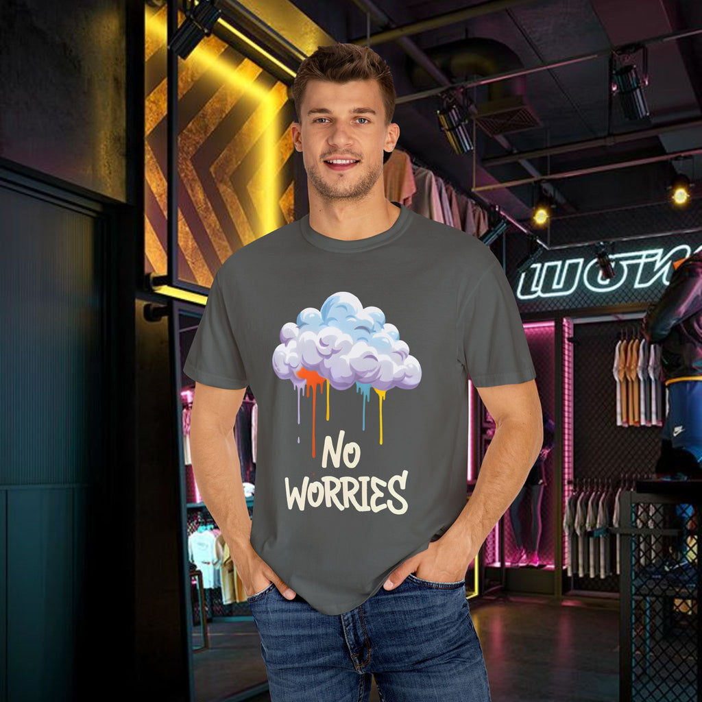 No Worries Tie-Dye T-Shirt, Unisex Graphic Tee, Casual Wear, Gifts for Friends, Relaxed Style, Summer Fashion